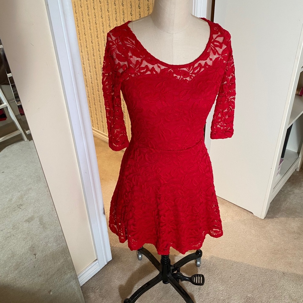 Red lace dress